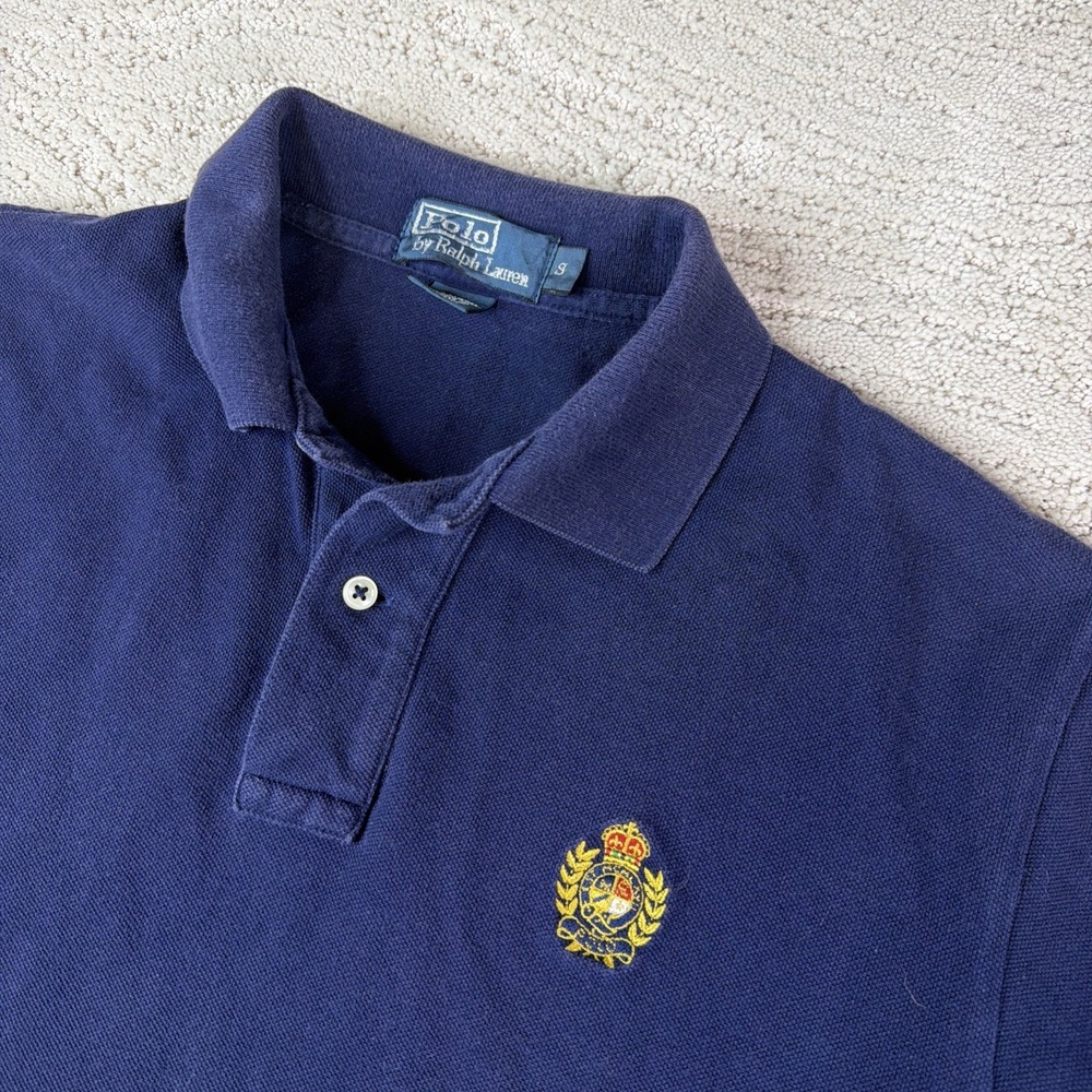 Men's Polo By Ralph Lauren Small Crest Logo Short‎ Sleeve Polo Shirt Vintage